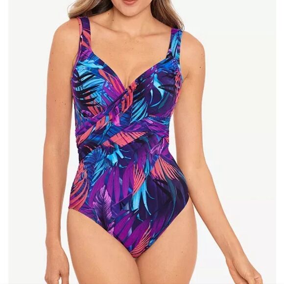 Miraclesuit Women Revele Underwire Floral tummy control One-Piece Swimsuit sz 10 - Picture 1 of 4